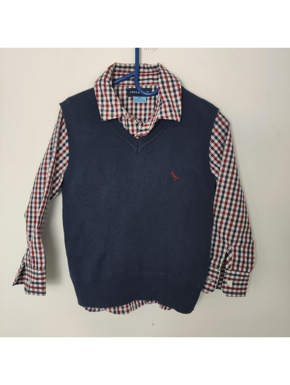 Andy & Evan Toddler 4T Shirt and Sweater Vest Set